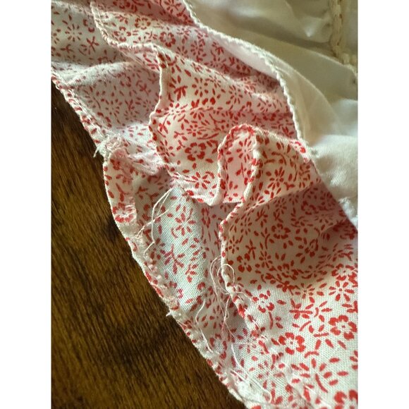 Vintage Baby Doll or Newborn Dress With Floral Print & Lace Trim Red - Picture 10 of 15